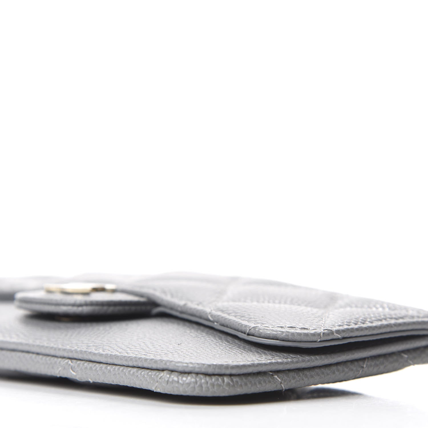 Chanel Caviar Quilted Flap Zip Card Holder Grey 7 of 10