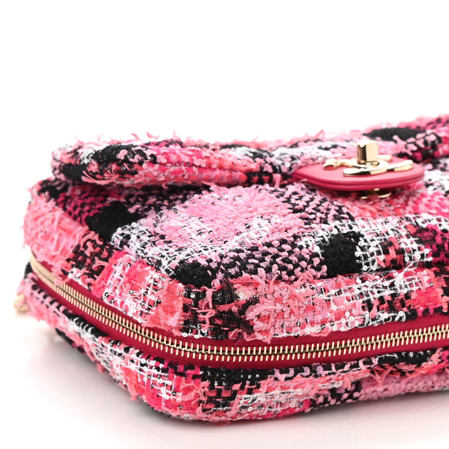 Chanel Tweed Large Tote Flap Pink Black 6 of 17