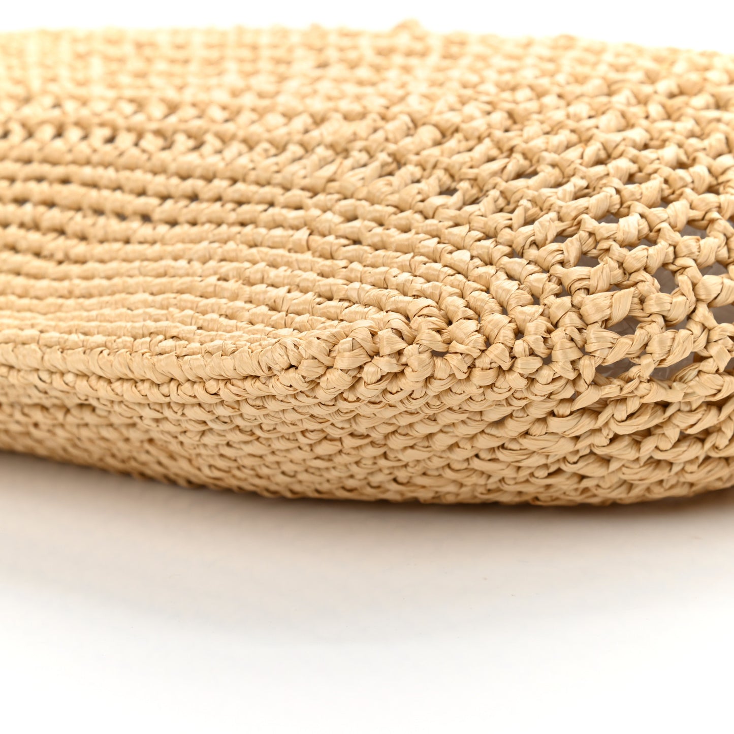 Yarn Raffia Effect Crochet Logo Embroidered Shopping Tote Bag Naturale