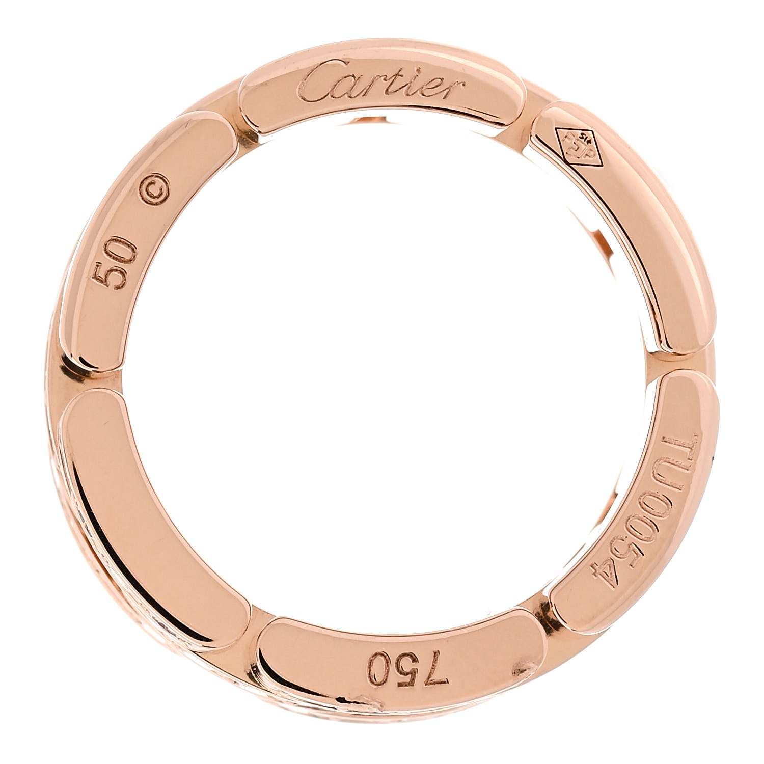 Cartier 18K Pink Gold Diamond Maillon Panthere 3 Half Rows Paved Ring 50 5.25 4 of 5