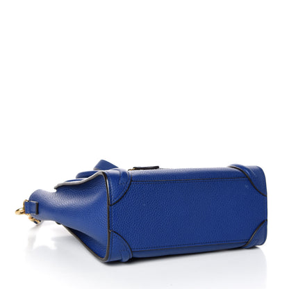 Celine Drummed Calfskin Nano Luggage Indigo 5 of 10
