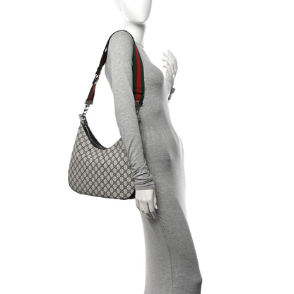 Gucci GG Supreme Monogram Textured Calfskin Web Large Attache Shoulder Bag Beige Blue 2 of 10