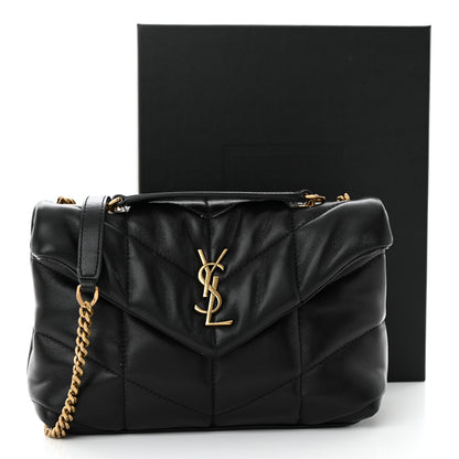 Saint Laurent Lambskin Quilted Toy Loulou Puffer Monogram Chain Satchel Black 11 of 11