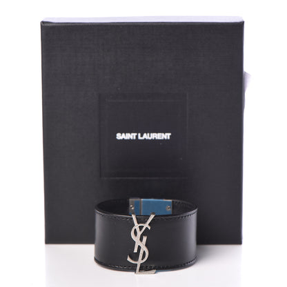 Saint Laurent Calfskin Monogram Bracelet Black 7 of 7