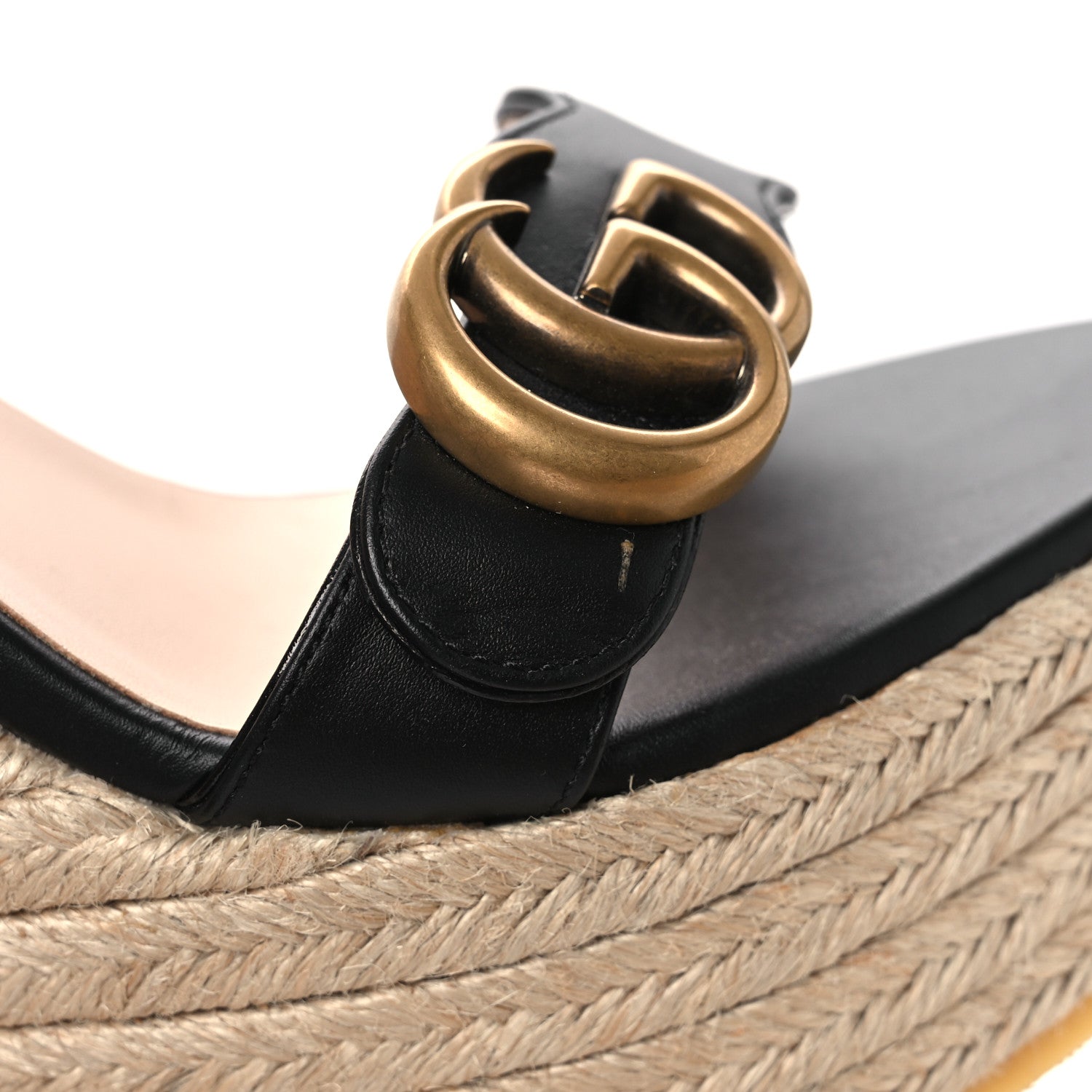 Gucci Nappa Matelasse GG Marmont Slingback Platform 45/130mm Espadrille Wedges 39 Black 11 of 11