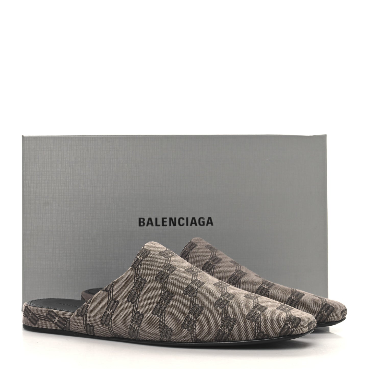 Jacquard BB Monogram Mens Cosy Mules 43 Dark Mink Grey Dark Brown