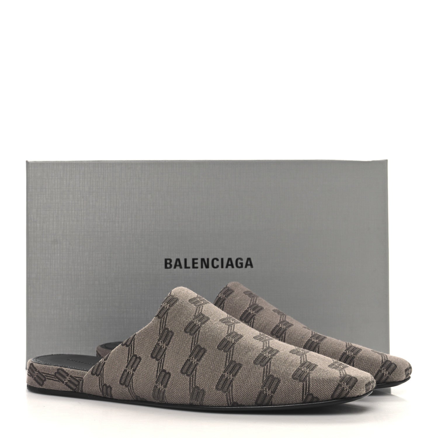 Balenciaga Jacquard BB Monogram Mens Cosy Mules 43 Dark Mink Grey Dark Brown 10 of 10