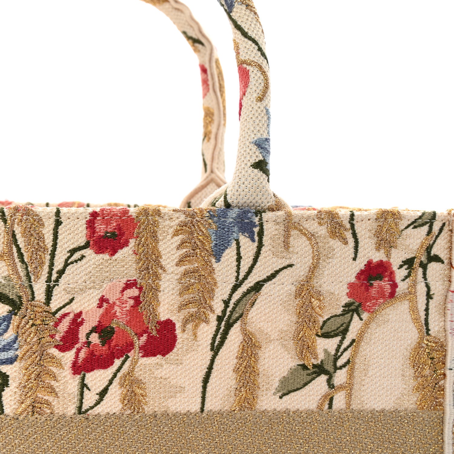 Christian Dior Canvas Embroidered Medium Hibiscus Book Tote Beige Multicolor 7 of 9