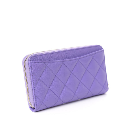 Chanel Caviar Quilted Large Gusset Zip Around Wallet Purple 2 of 8