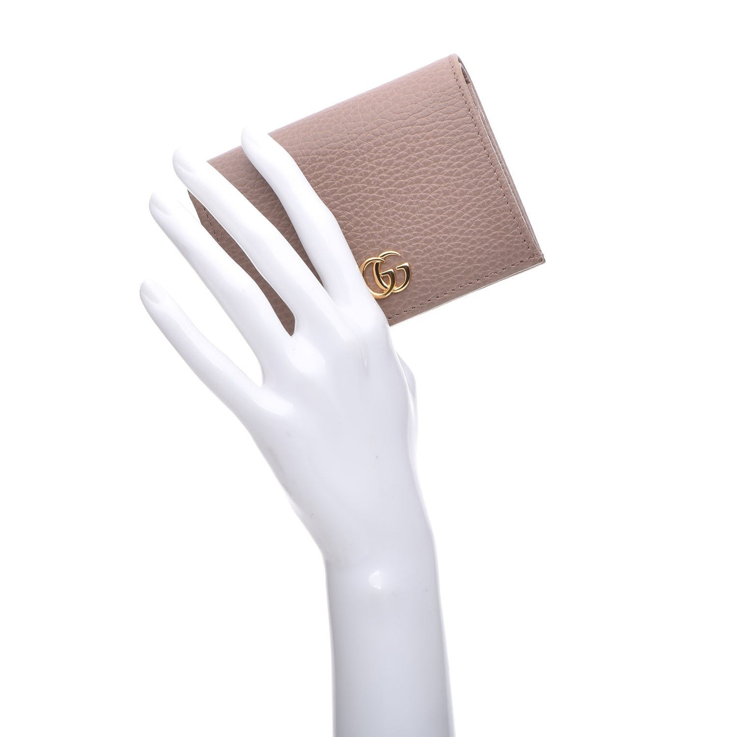 Pebbled Calfskin GG Marmont Card Case Porcelain Rose