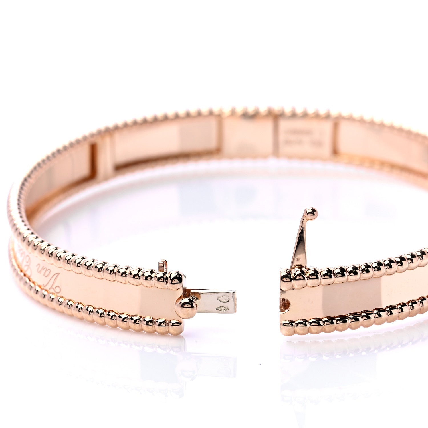 Van Cleef & Arpels 18K Rose Gold Perlee Signature Bangle Bracelet L 7 of 7