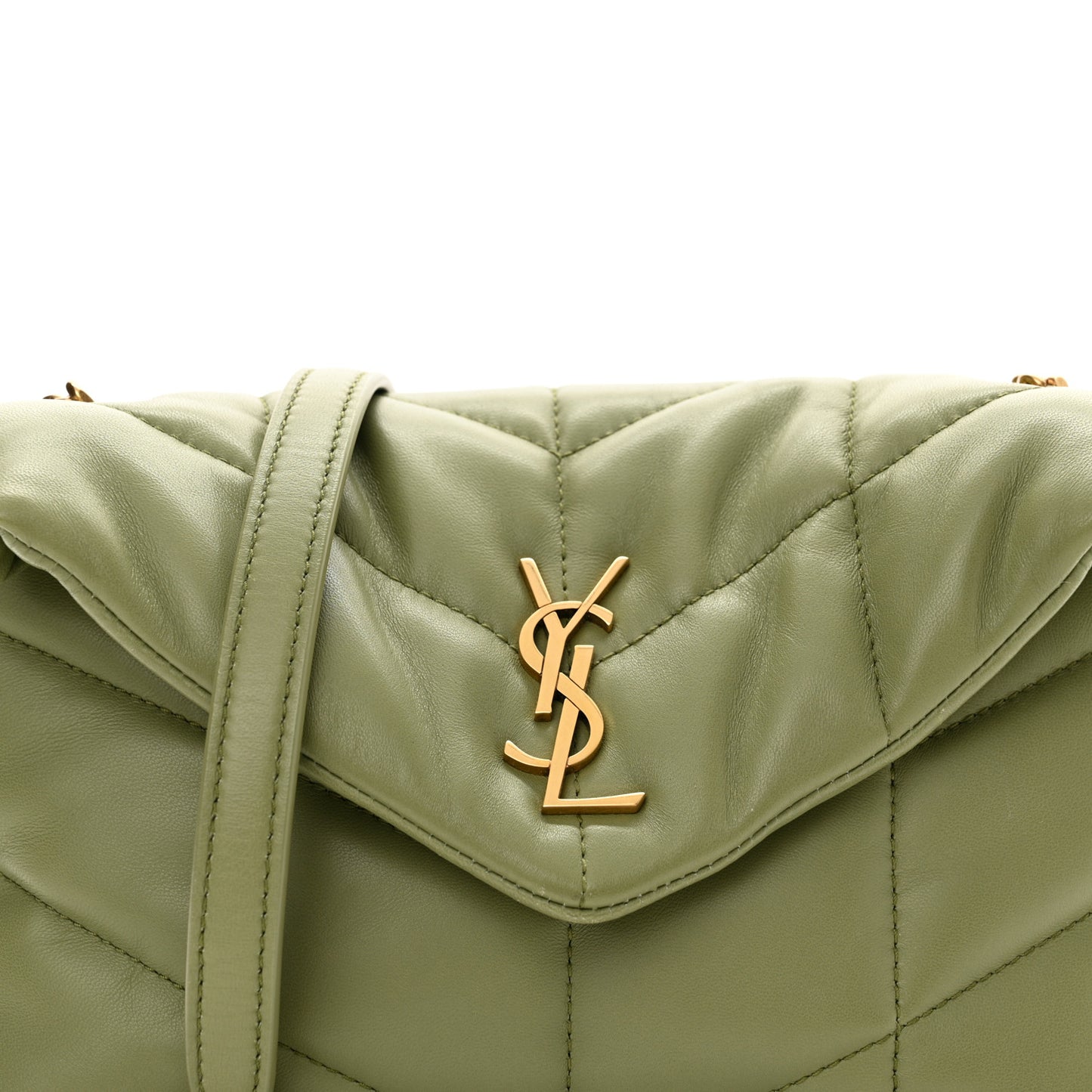 Lambskin Quilted Toy Loulou Puffer Monogram Chain Satchel Light Pistache