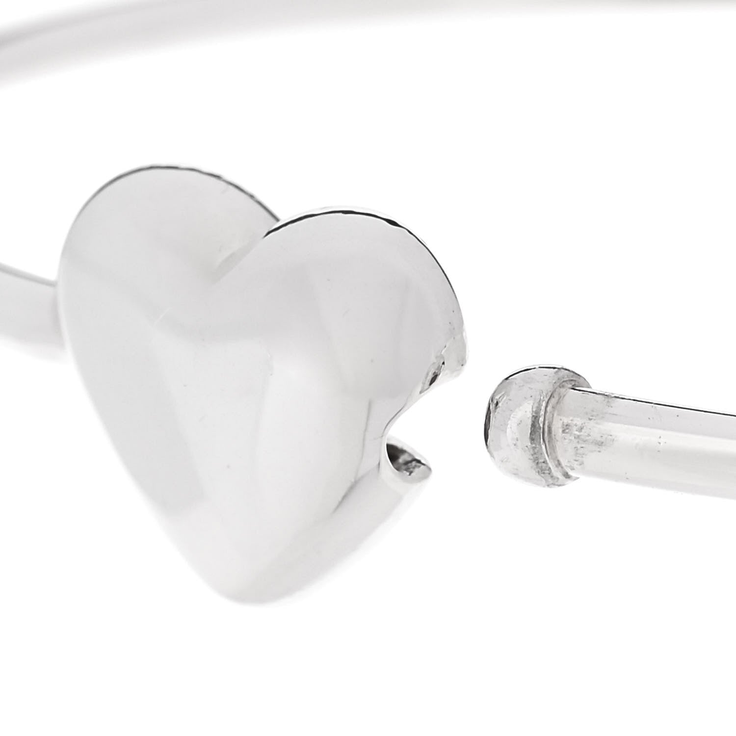 Tiffany Sterling Silver Puffy Heart Bangle Bracelet 4 of 5