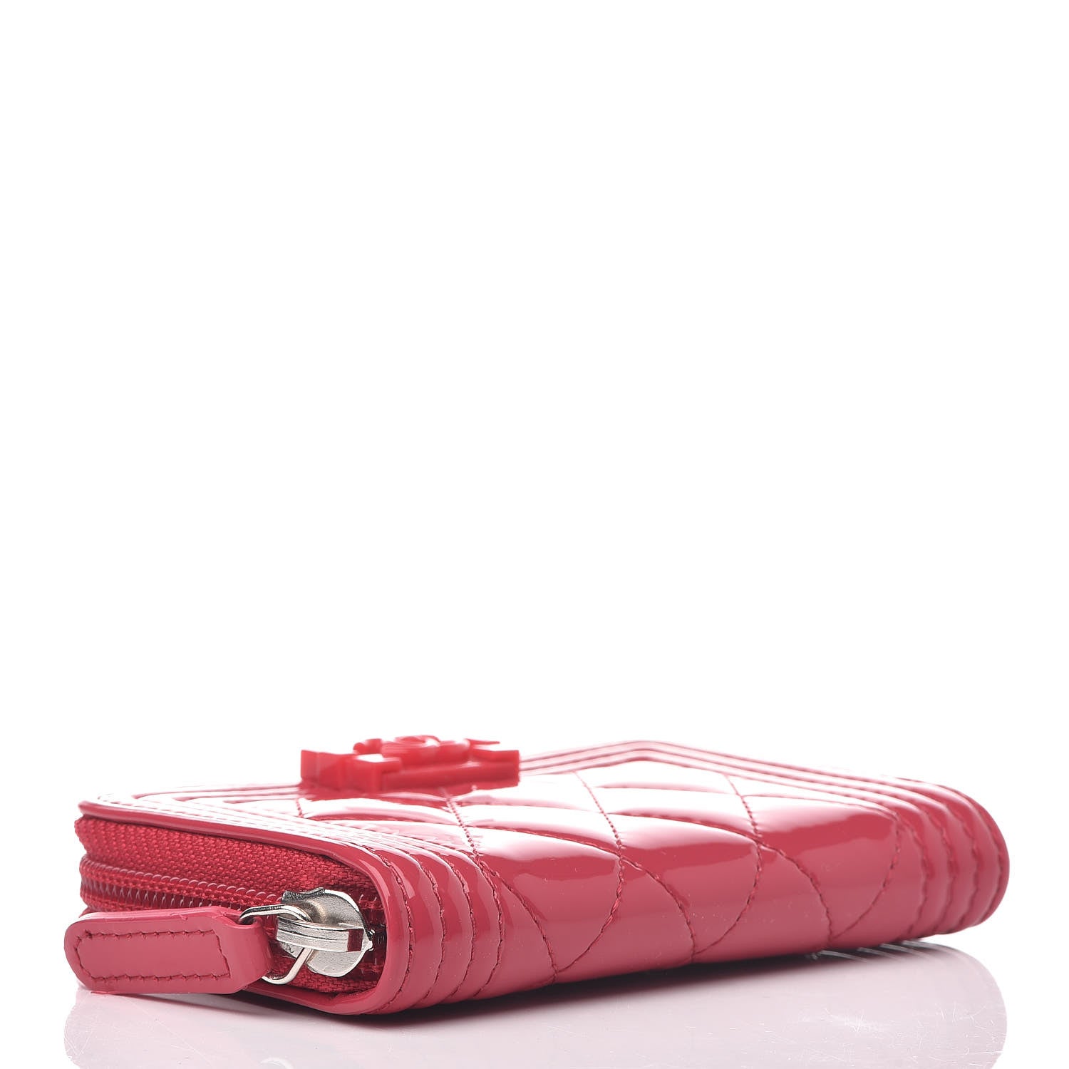 Chanel Patent Quilted Plexiglass Zip Around Boy Coin Purse Wallet Pink 4 of 9
