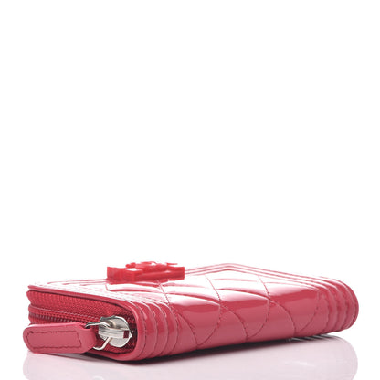 Chanel Patent Quilted Plexiglass Zip Around Boy Coin Purse Wallet Pink 4 of 9