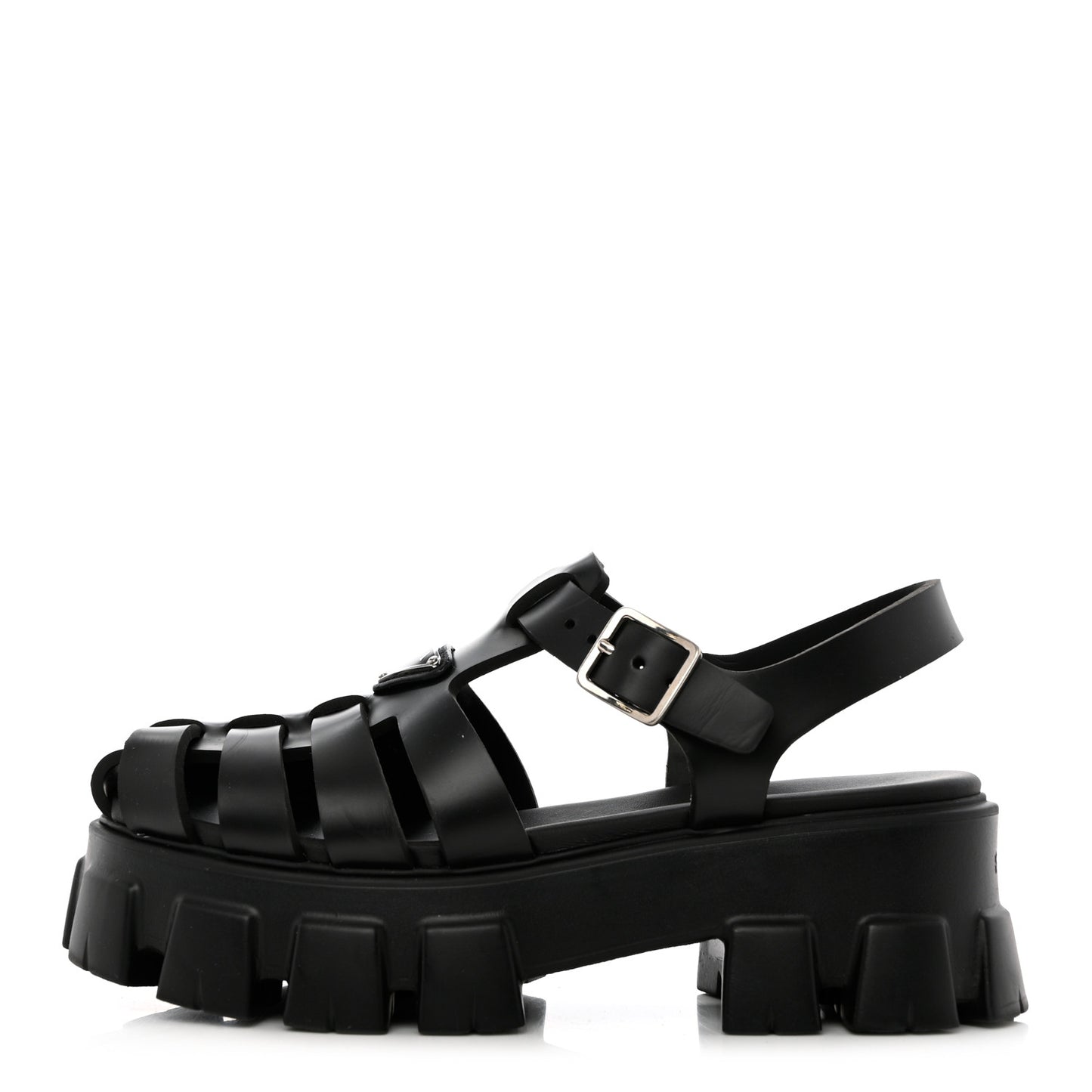 Foam Rubber Triangle Logo Monolith 55mm Cage Sandals 39 Black