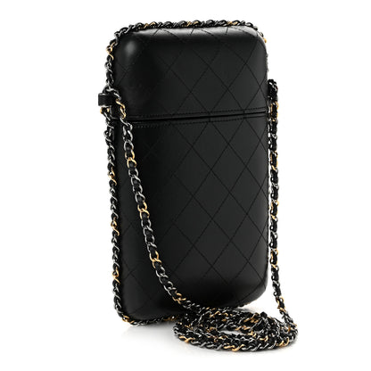 Chanel Lambskin Quilted Chain Around Phone Holder Black 3 of 10