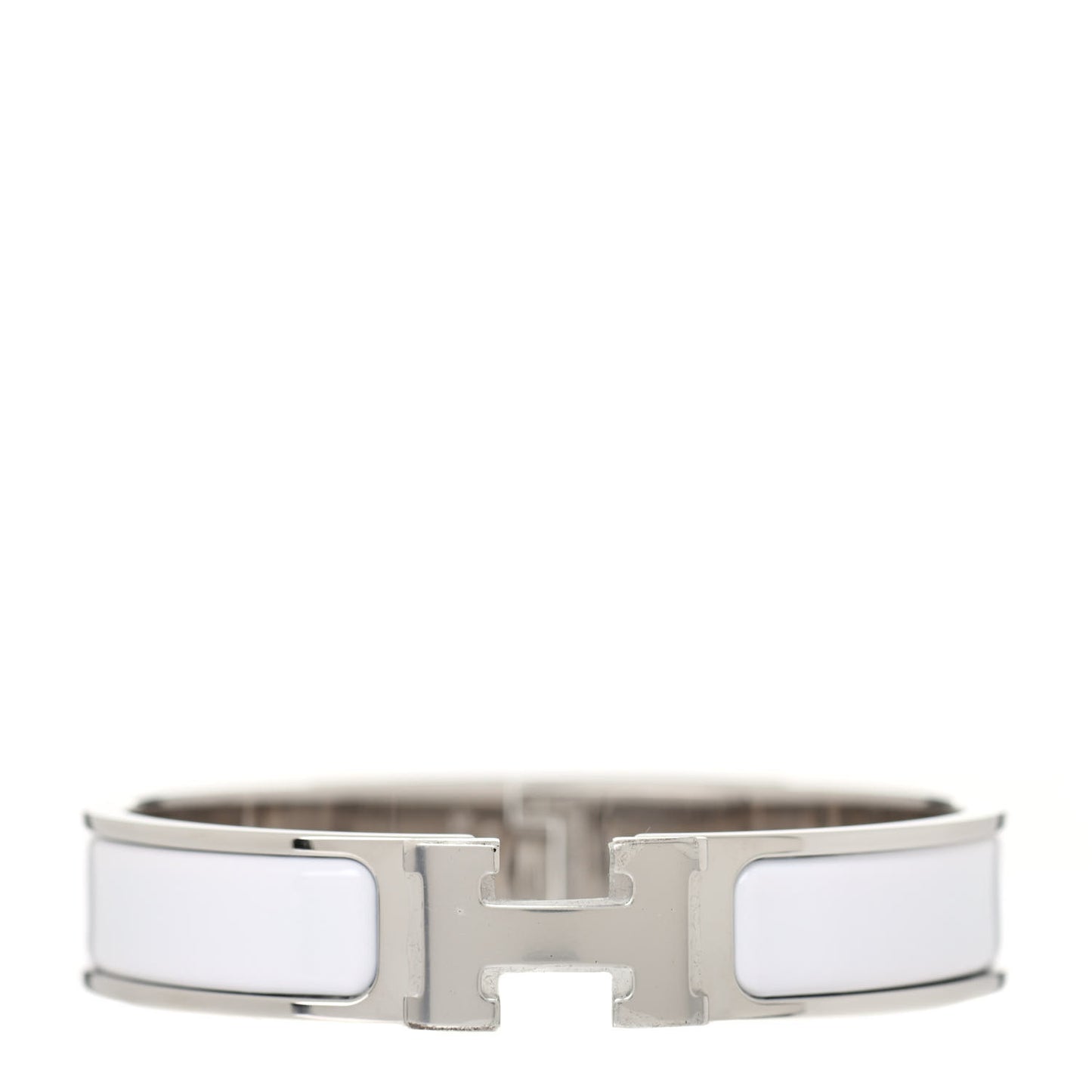 Enamel Narrow Clic Clac H Bracelet PM White