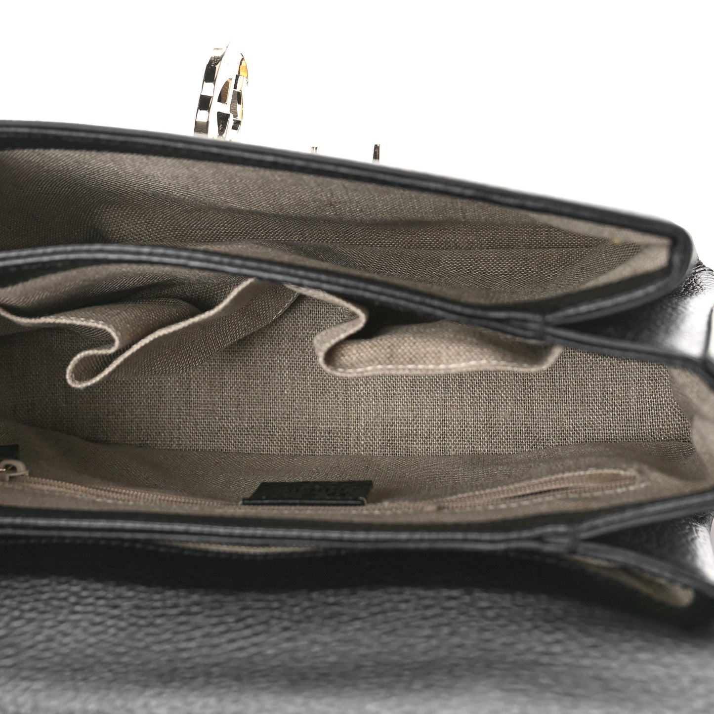 Dollar Calfskin Interlocking G Top Handle Shoulder Bag Black