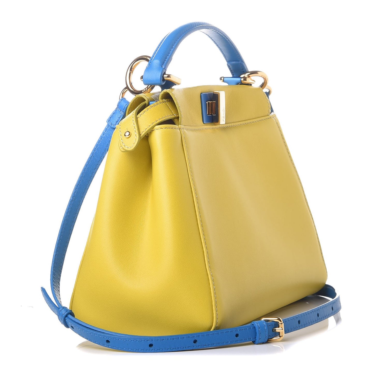 Nappa Colorblock Mini Peekaboo Iconic Satchel Lime Blue Royal Latte