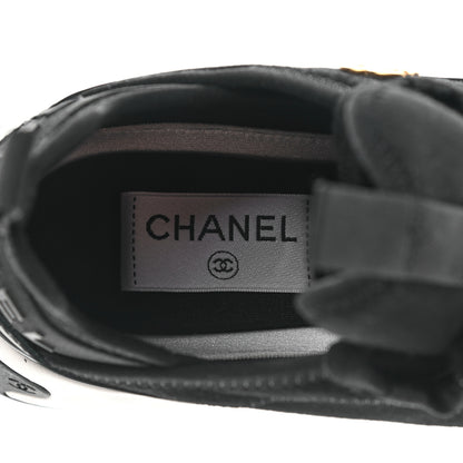 Chanel Velvet Calfskin Mixed Fibers CC Sneakers 37 Black 7 of 9
