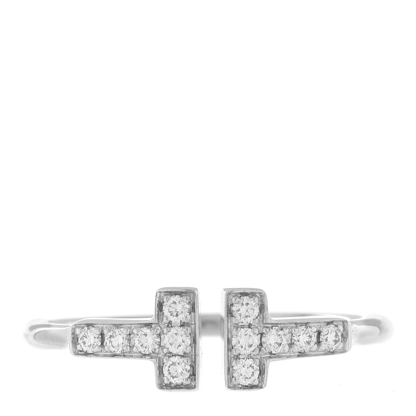 18K White Gold Diamond T Wire Ring 53 6.5