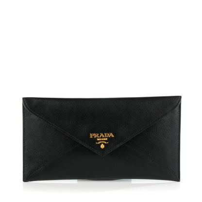 Prada Saffiano Metal Envelope Wallet Black 1 of 7