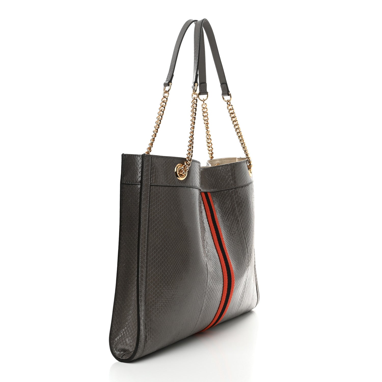 Gucci Snakeskin Large Rajah Chain Tote Dusty Grey 4 of 13