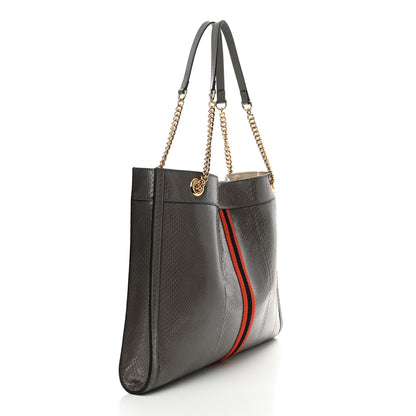 Gucci Snakeskin Large Rajah Chain Tote Dusty Grey 4 of 13