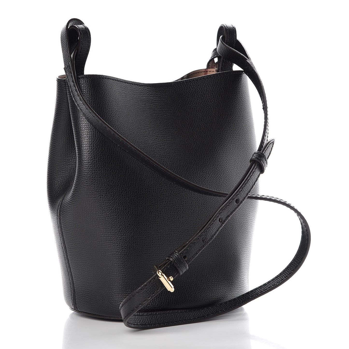 London Grainy Calfskin Small Lorne Bucket Crossbody Black