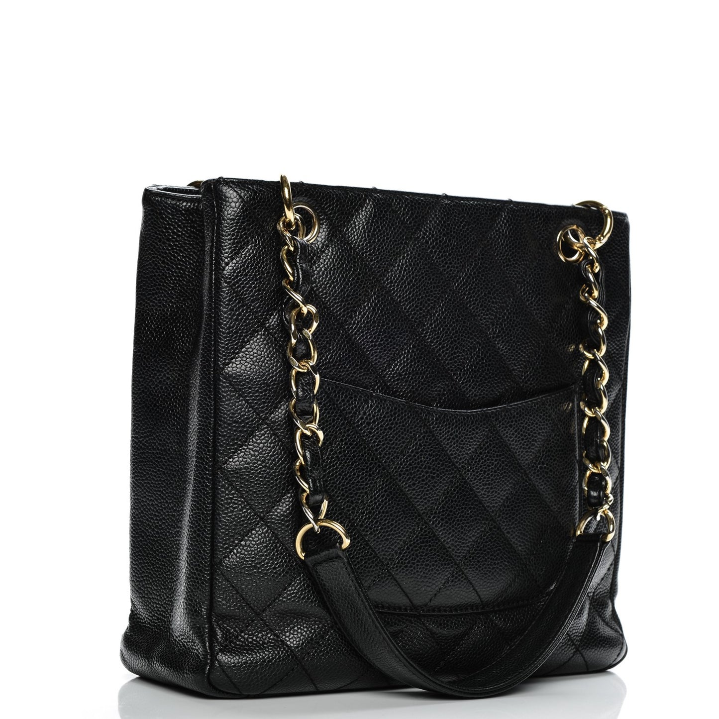 Caviar Quilted Petit Shopping Tote PST Black