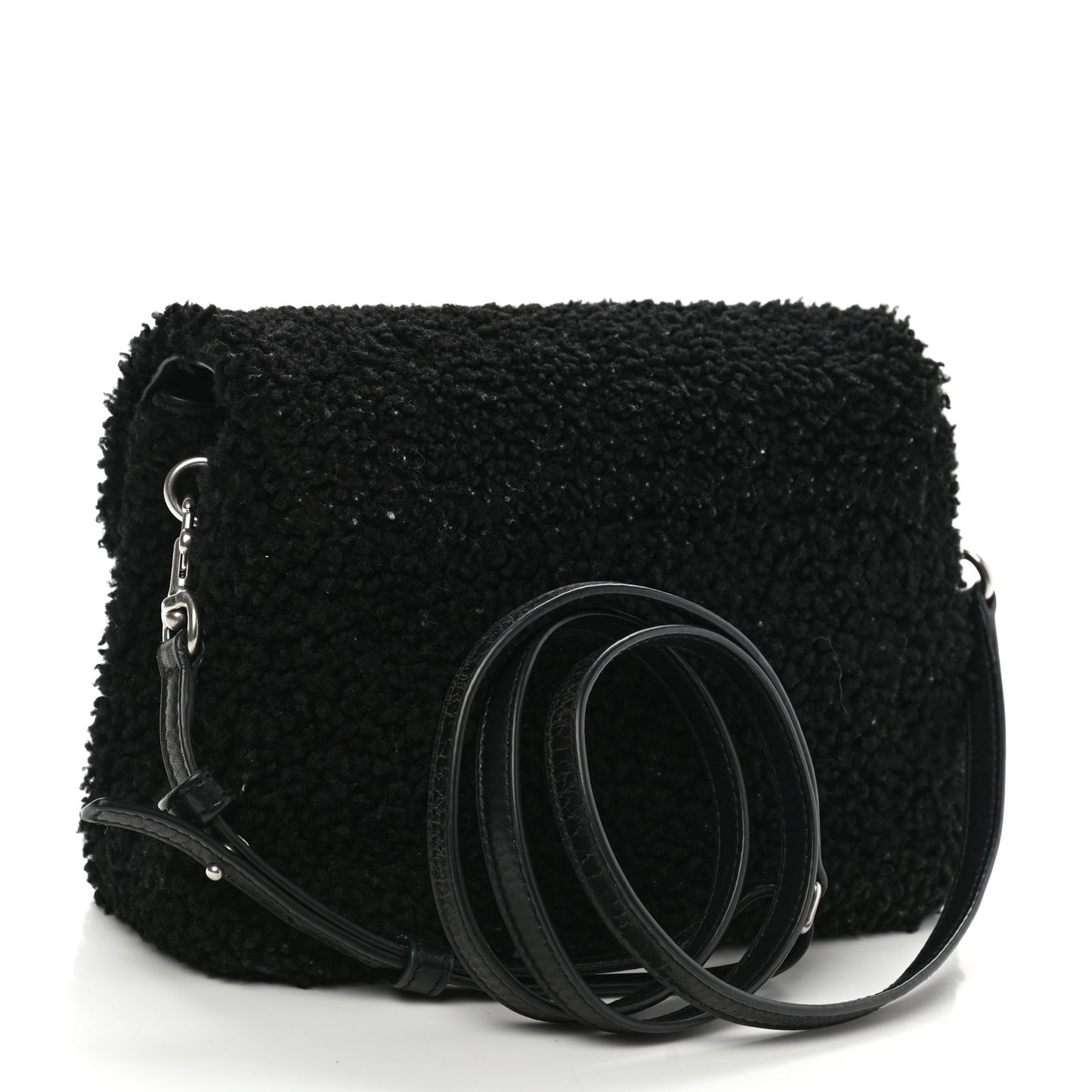 Shearling Toy Loulou Shoulder Bag Black