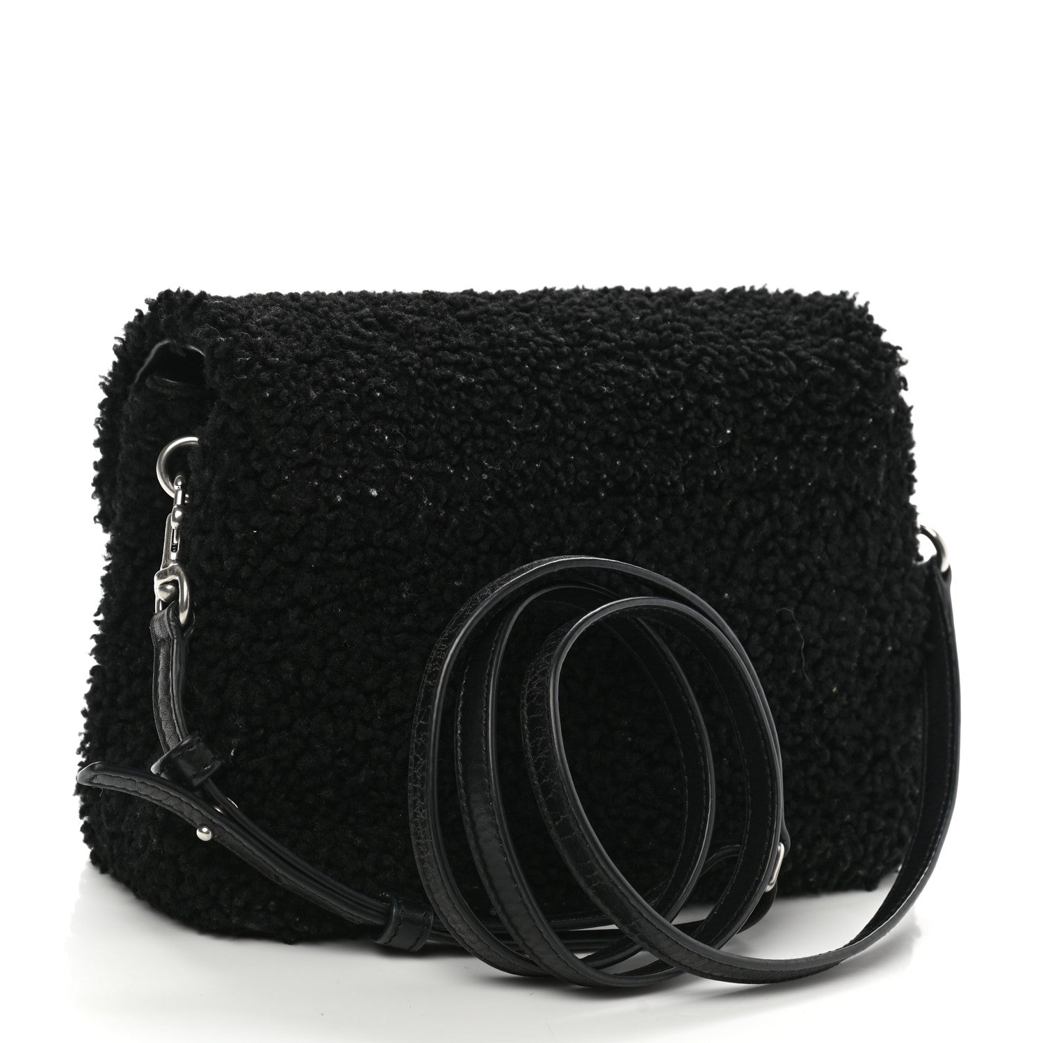 Saint Laurent Shearling Toy Loulou Shoulder Bag Black 3 of 11