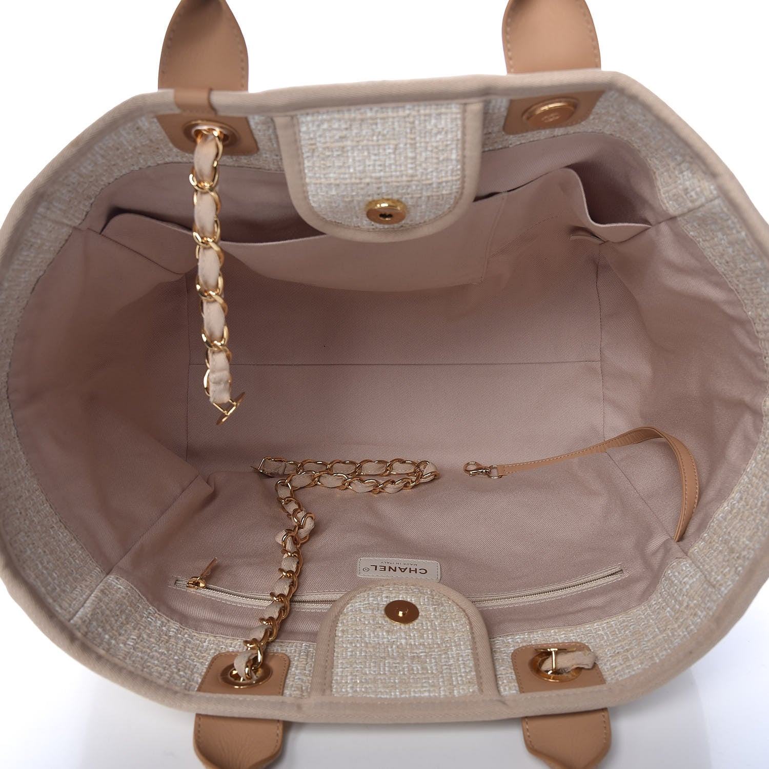 Chanel Canvas Large Deauville Tote Light Beige 11 of 19