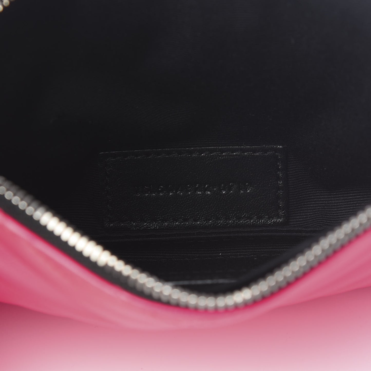 Patent Grain De Poudre Matelasse Chevron Monogram Bill Pouch Neon Pink