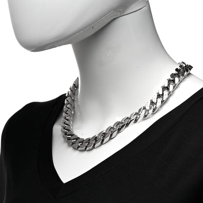 Louis Vuitton Metal Monogram Etched LV Chain Links Necklace Silver 2 of 5