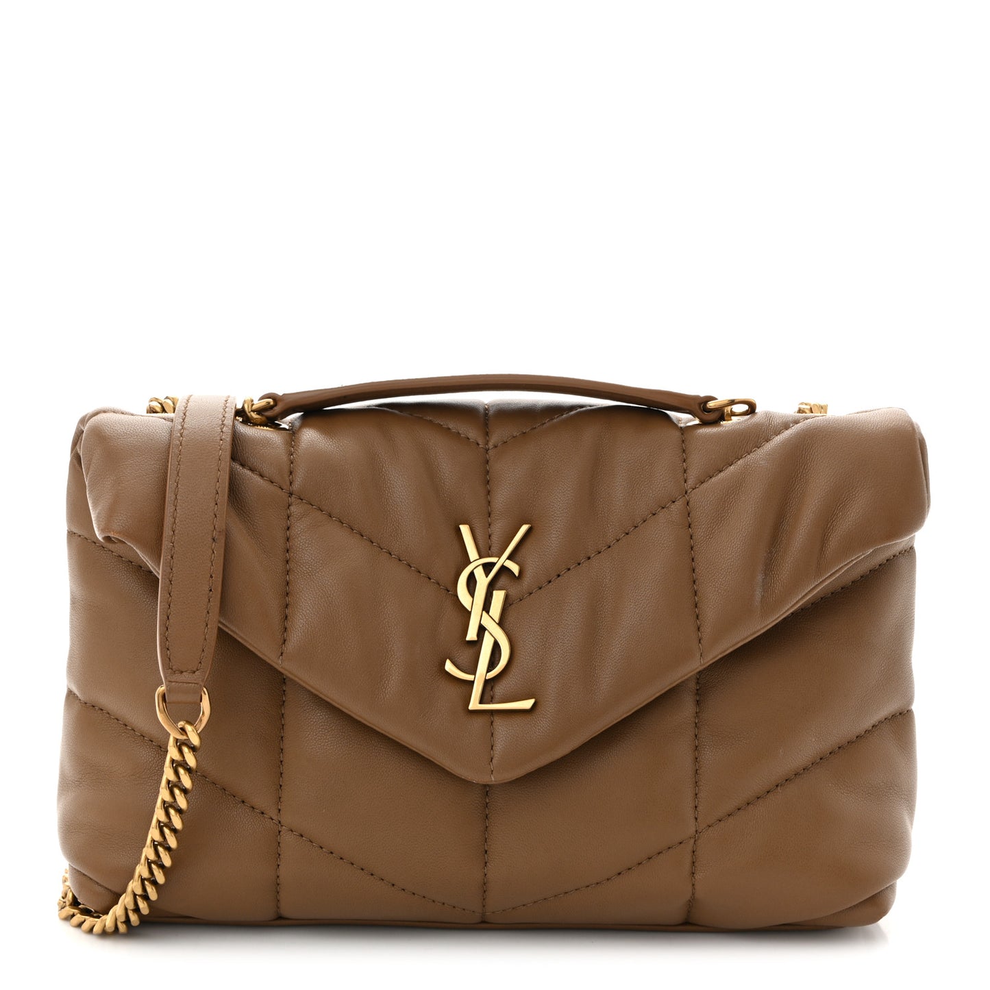 Lambskin Quilted Toy Loulou Puffer Monogram Chain Satchel Dark Cork