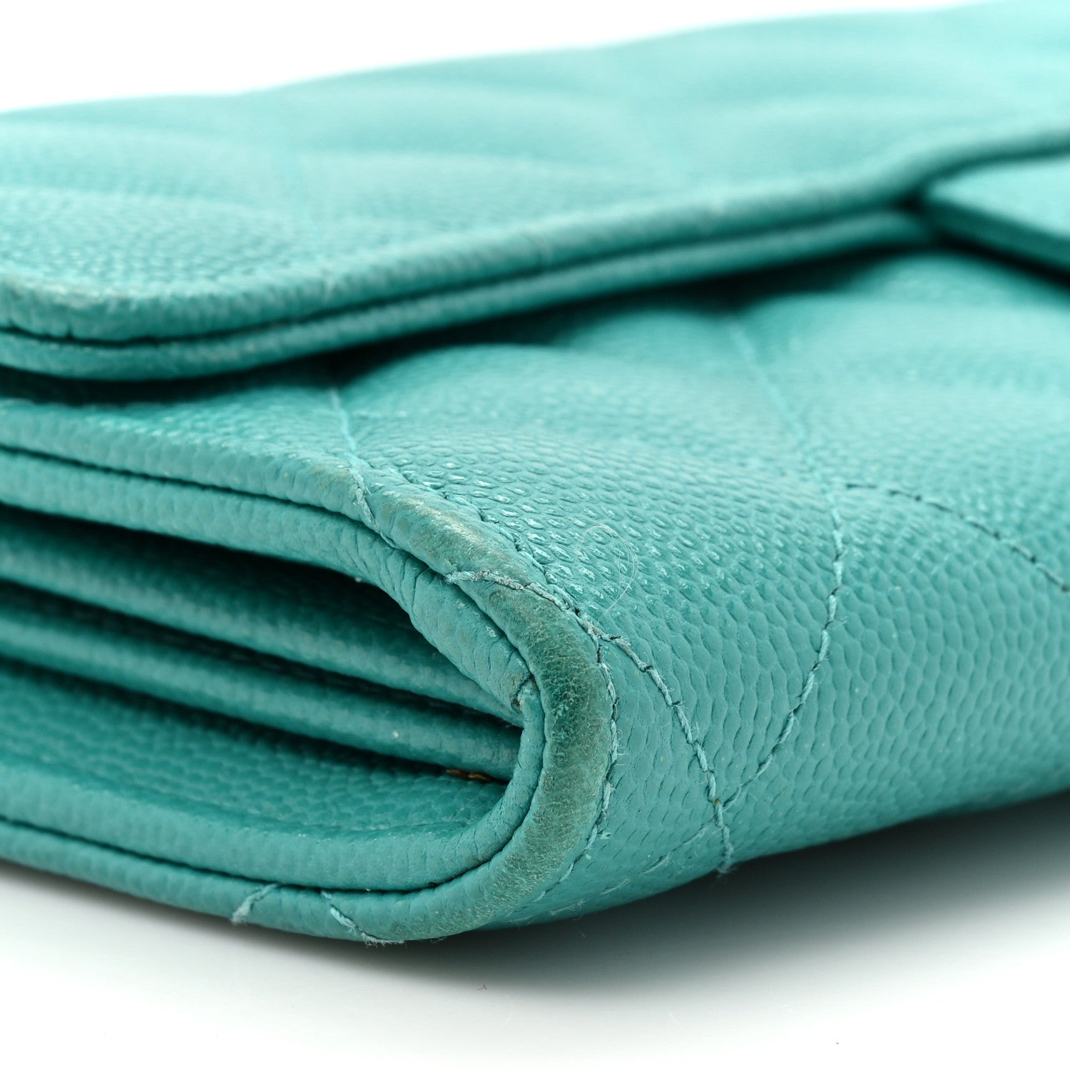 Chanel Caviar Quilted Large Gusset Flap Wallet Turquoise 14 of 21