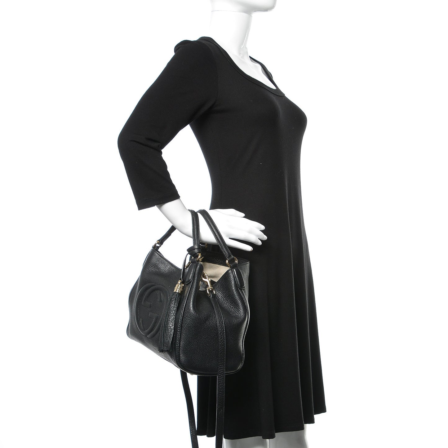 Pebbled Calfskin Small Soho Shoulder Bag Black