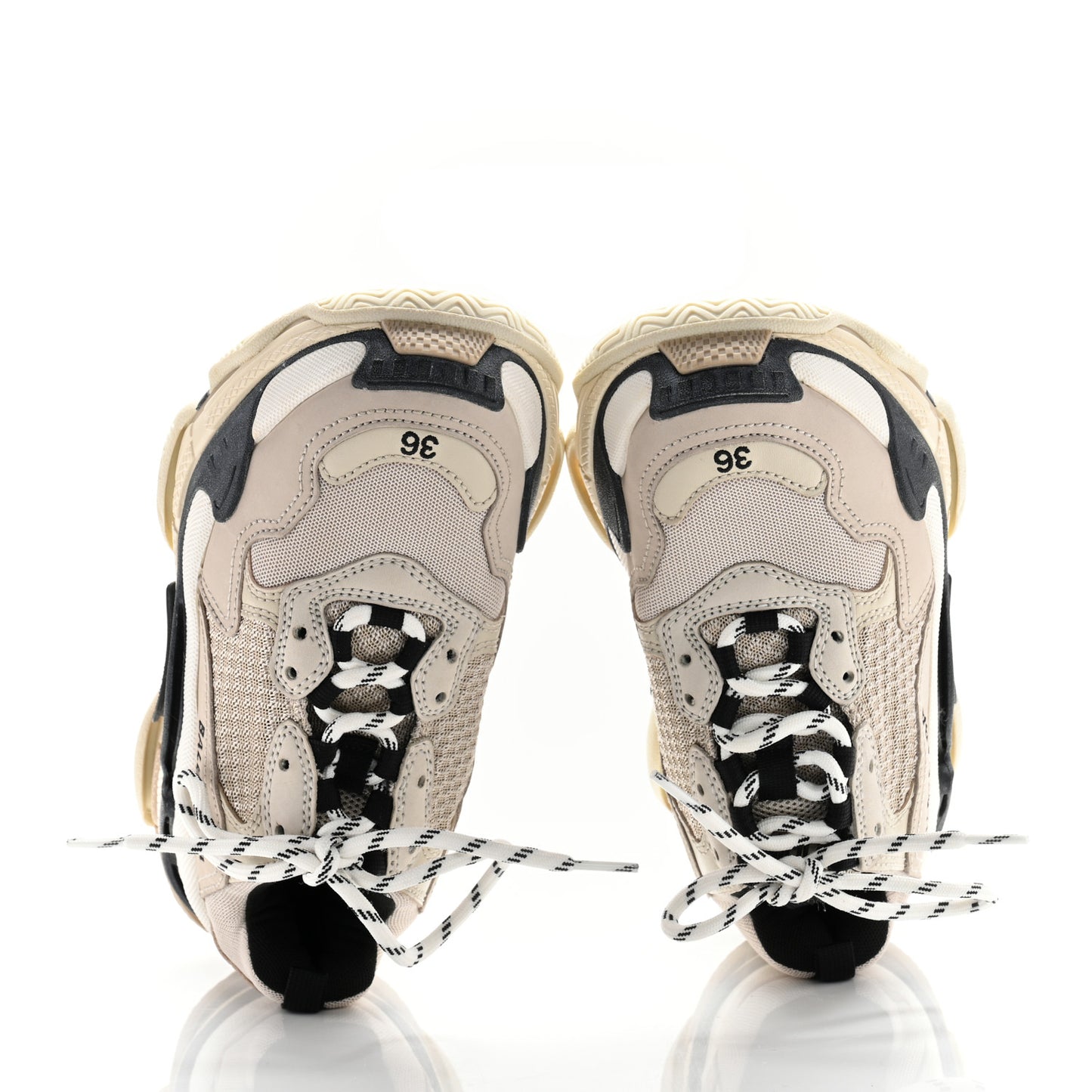 Fabric Mesh Womens Triple S Sneakers 36 Beige Black