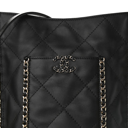 Chanel Calfskin Quilted Fringe Small Shopping Bag Black 8 of 11