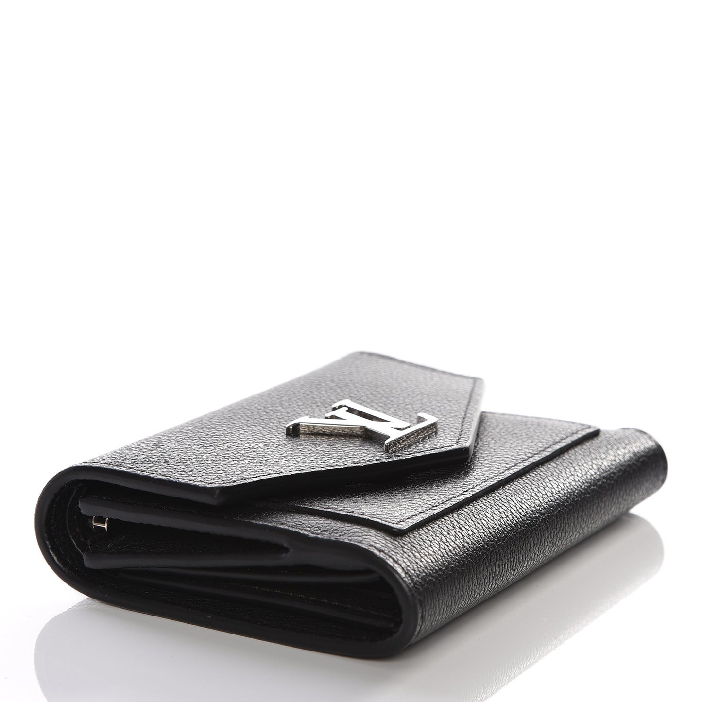 Soft Calfskin My Lockme Compact Wallet Black