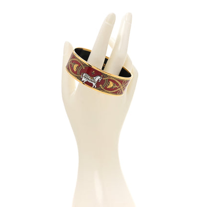 Hermes Enamel Printed Wide Grand Apparat Bracelet 70 Rouge 2 of 6