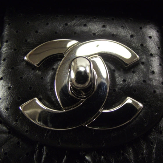 Chanel Aged Calfskin Perforated Flap Black 11 of 11