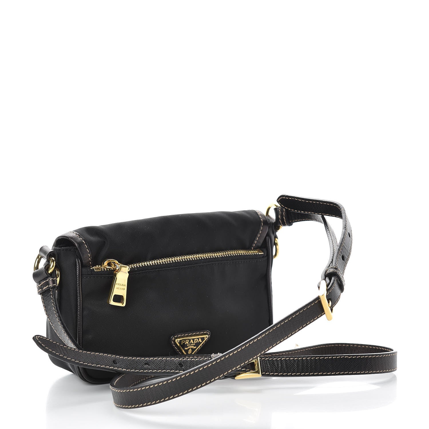 Prada Tessuto Nylon Saffiano Small Crossbody Bag Black 3 of 10