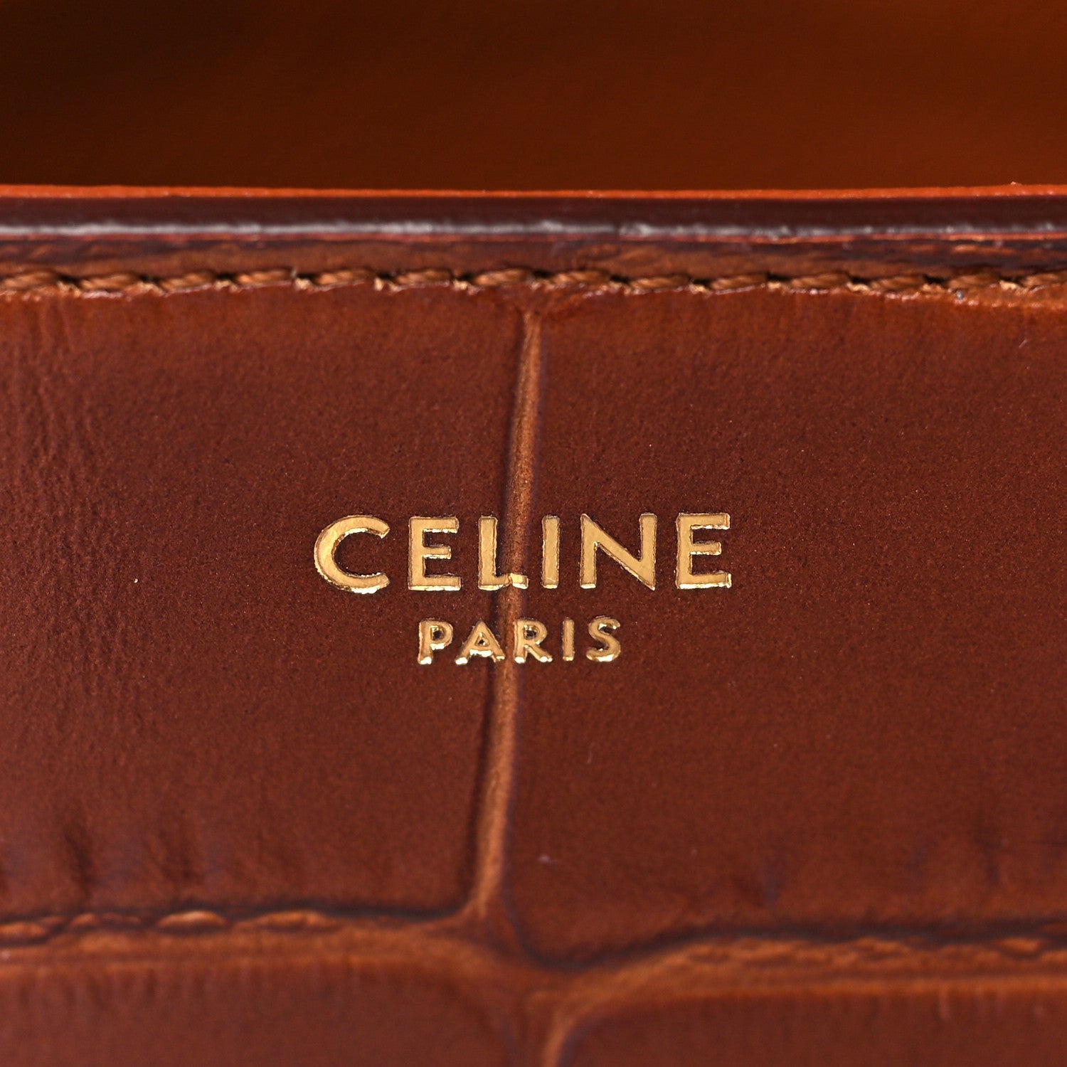 Celine Calfskin Crocodile Embossed Medium Tassel Bag Tan 6 of 9