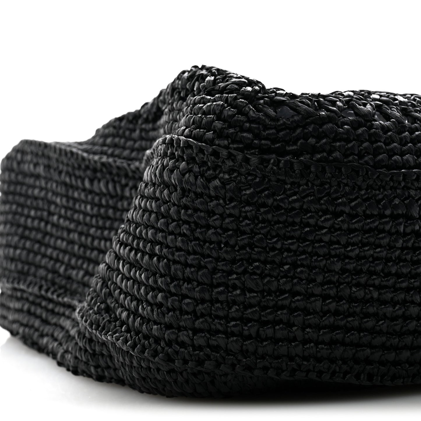 Raffia Crochet Woven Hobo Black Naturale
