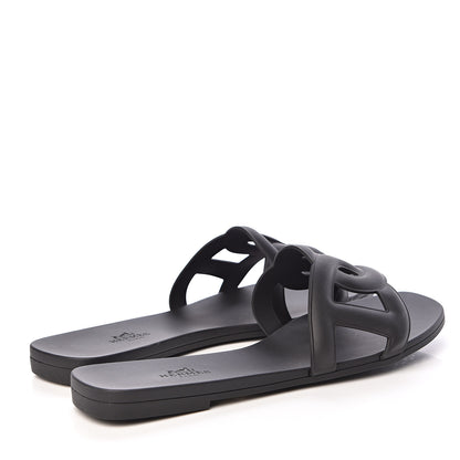 Hermes Rubber Aloha Sandals 38 Black 4 of 14