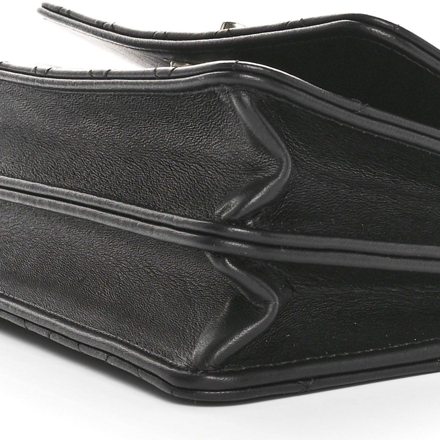 Lambskin Quilted Crystal Top Handle Clutch With Chain Black