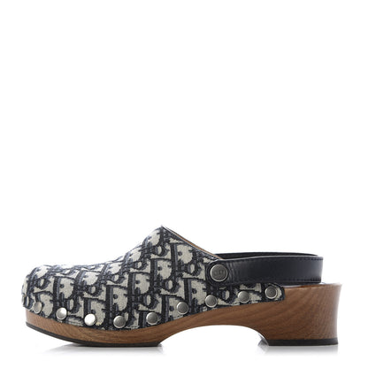 Christian Dior Canvas Oblique Diorquake 20mm Slingback Clogs 39 Deep Blue 1 of 9